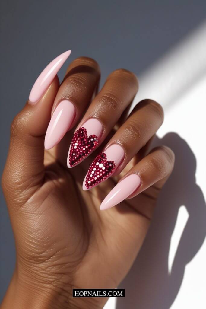 Bejeweled Heart nail