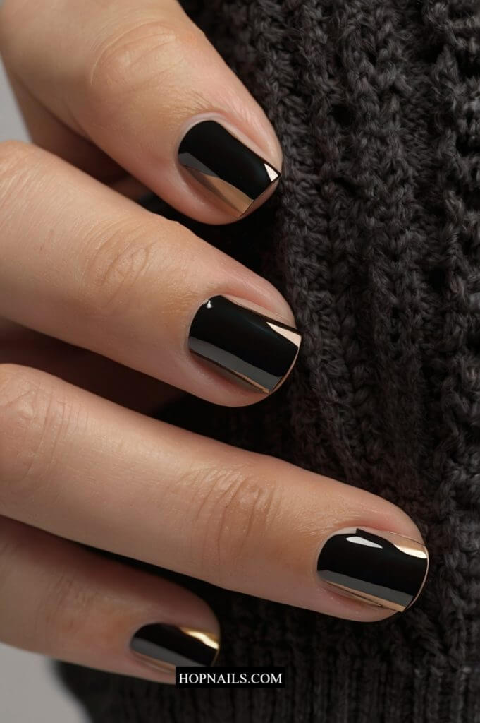 Black Ombre Short Nails