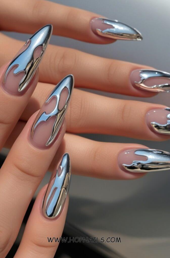 Chrome Squiggle nail