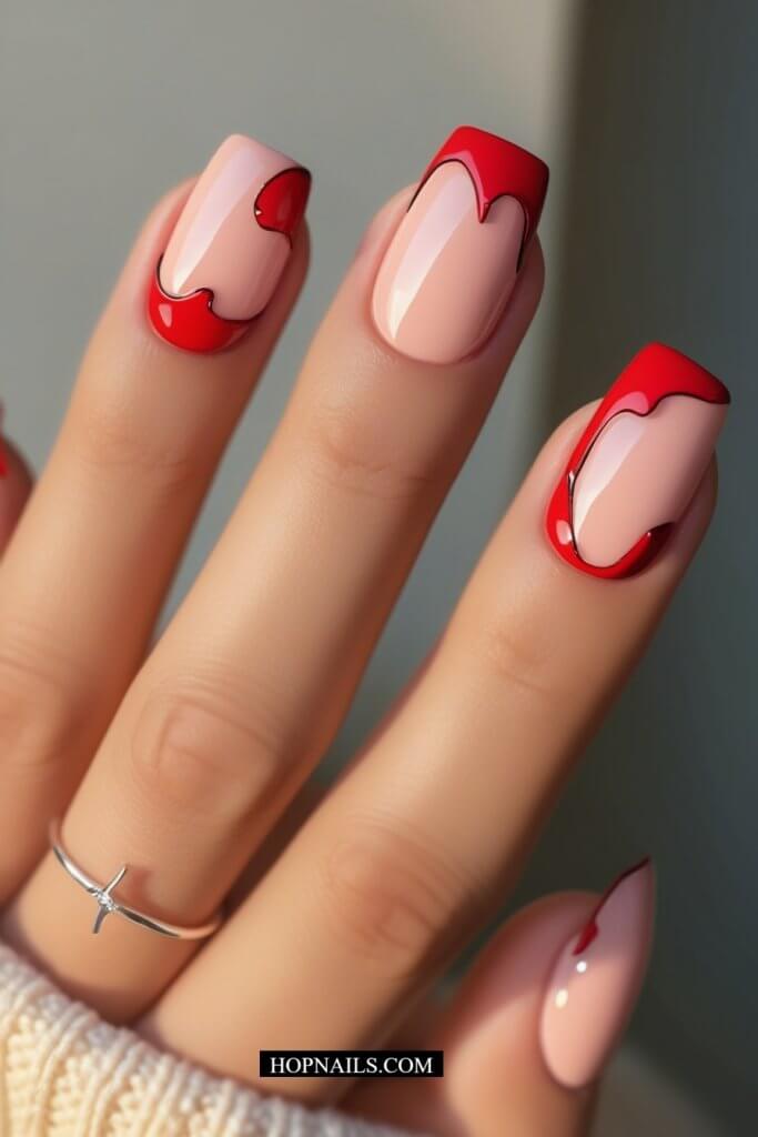 Deconstructed Red Tip Nails