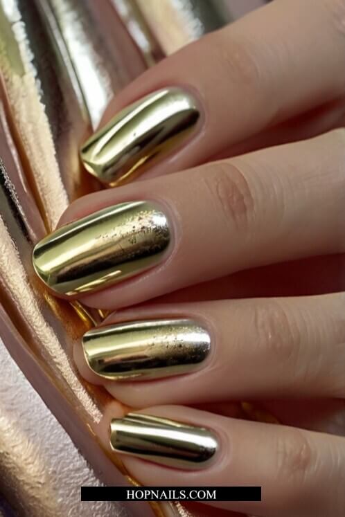 Gilded Winter Chrome Nails