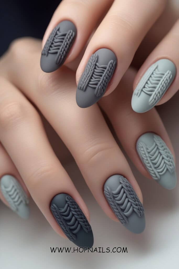 Gray Sweater Nails