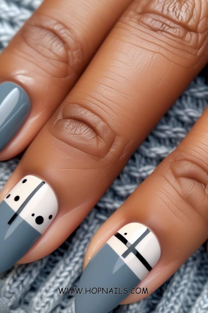 Mixed Finish Grays nail