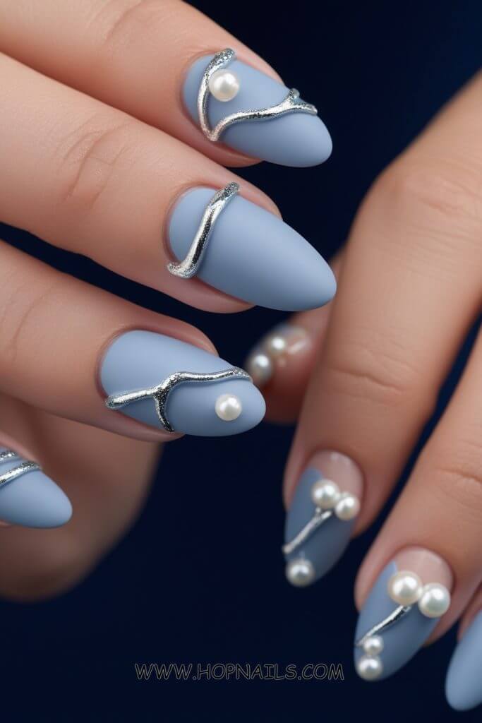 Pearl Silver Glitter nail