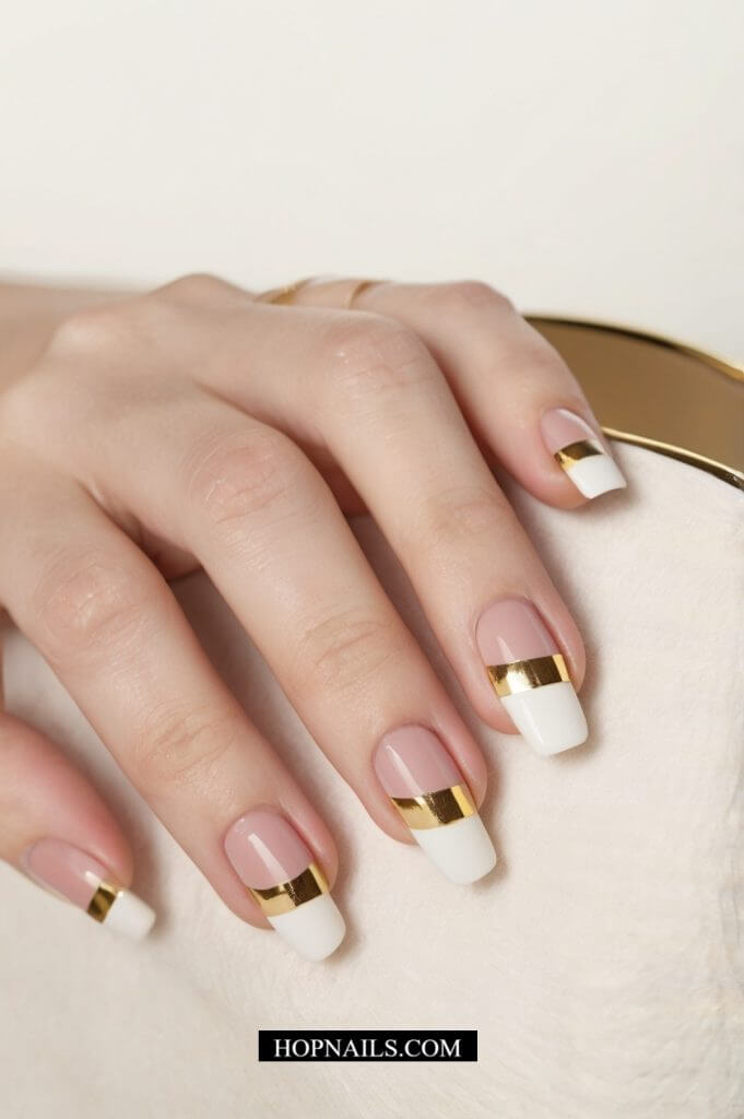 White and Gold Color Block