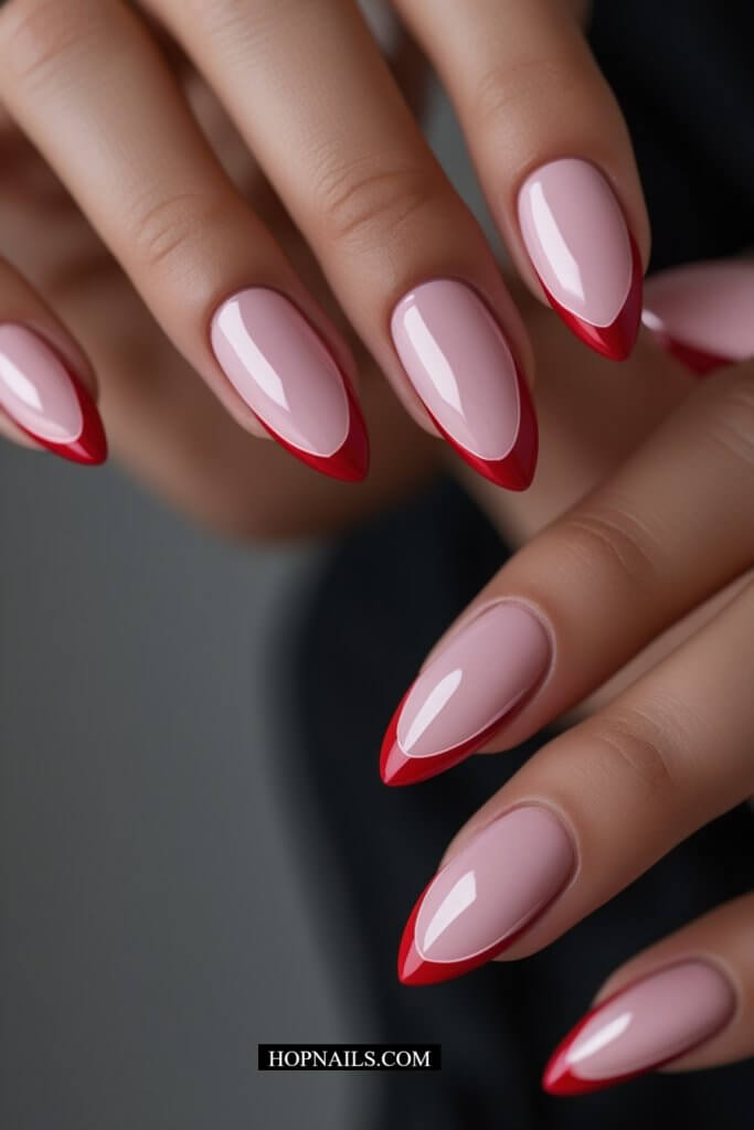 almond shaped French manicure