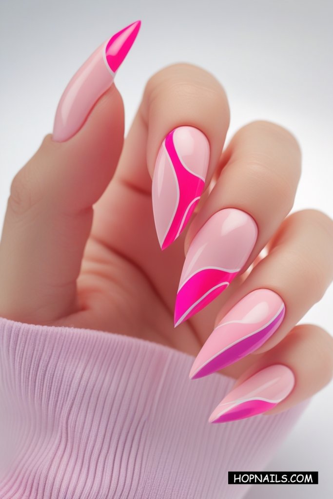 Asymmetric French Tip Nails
