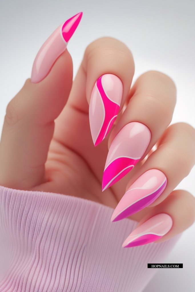 Asymmetric French Tip Nails