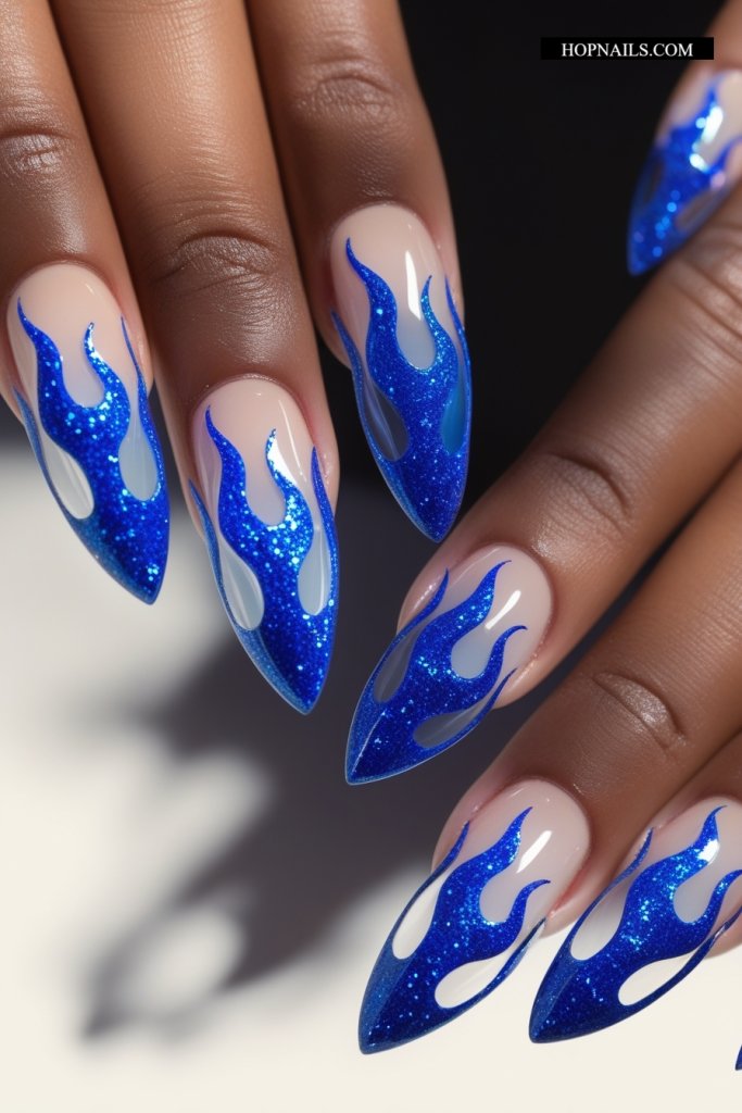 Blue Flames nail