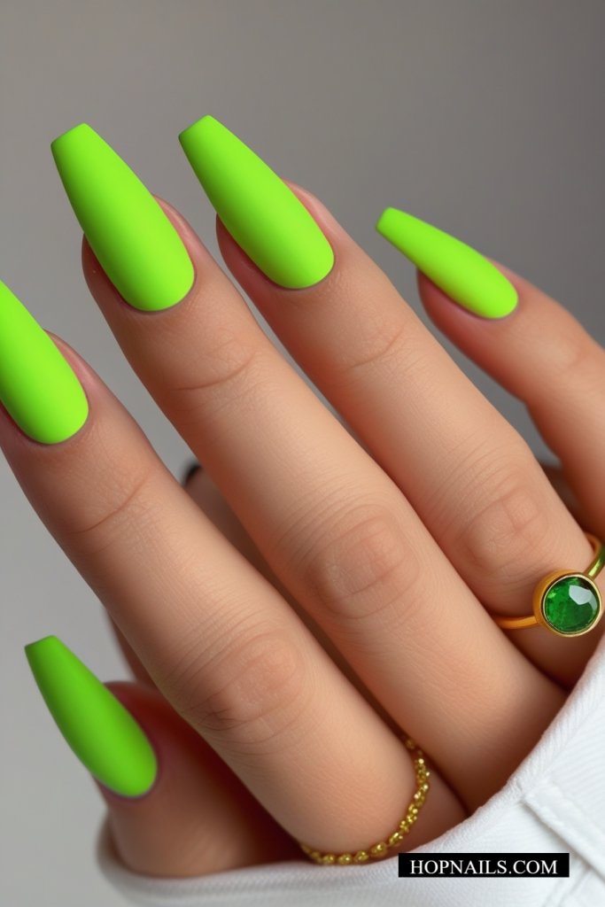 Bold Neon Green Fall Nails