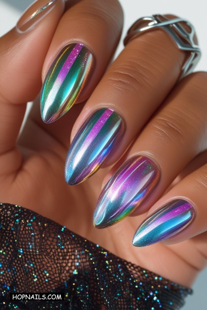 Cat Eye Oil Slick Nails