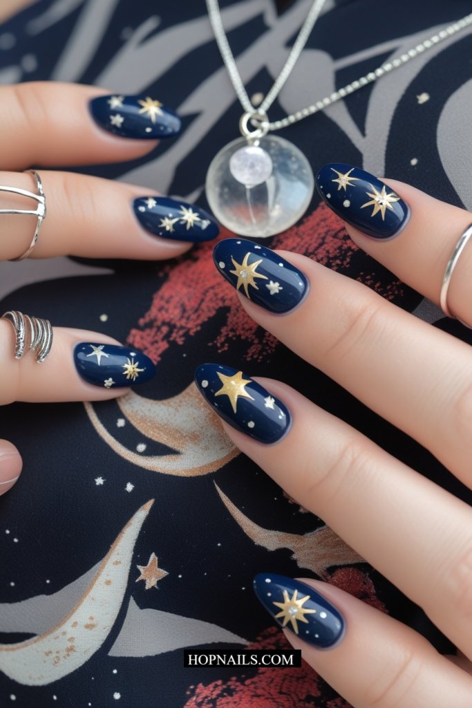 Celestial Navy Nails