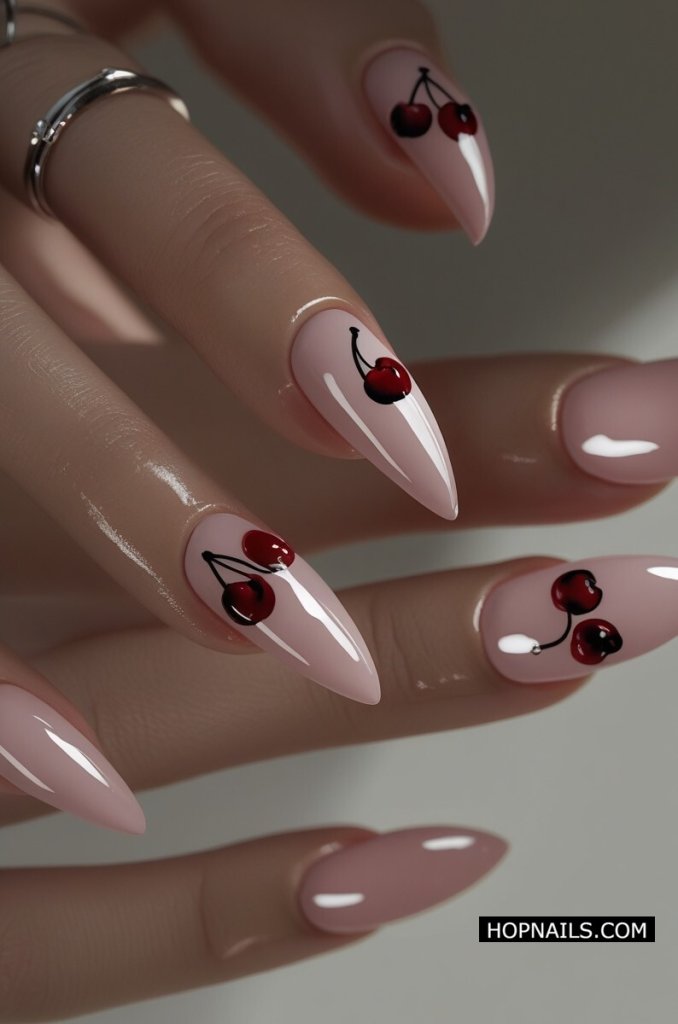 Cherry Accents nail