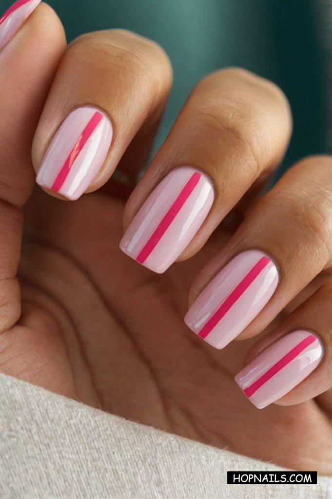 Chic Nails With A Stripe