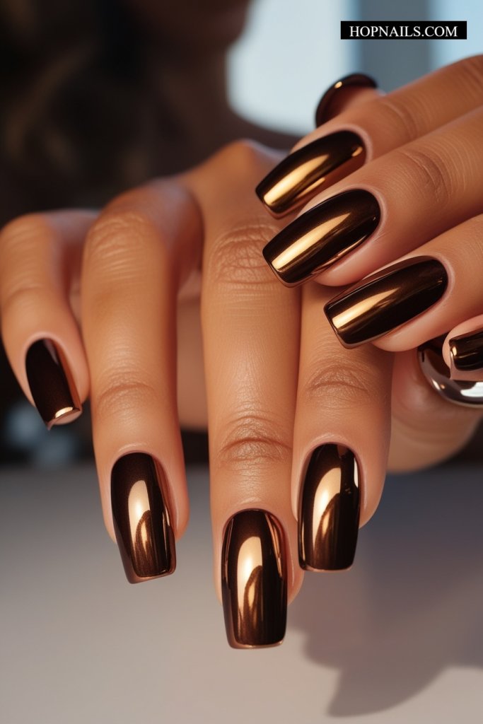 Chocolate Golden Chrome nail