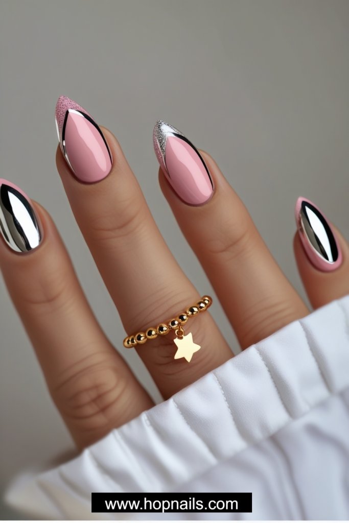 Chrome French Tip Nails