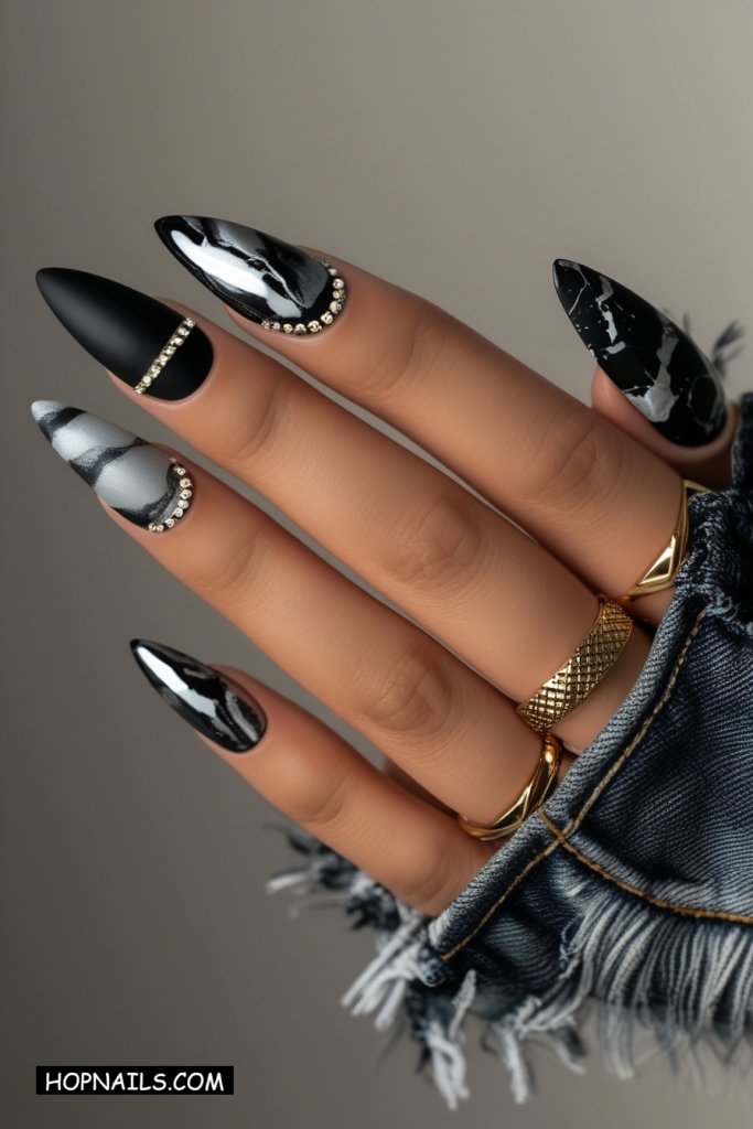 Chrome, Matte & Marble nail