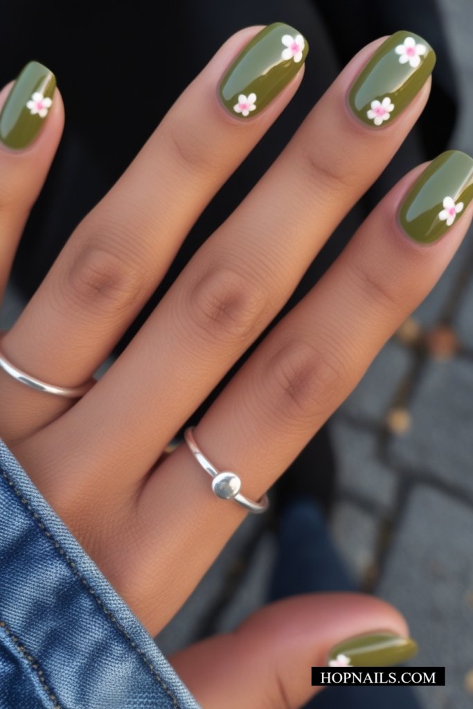 Cozy Green Fall Nail