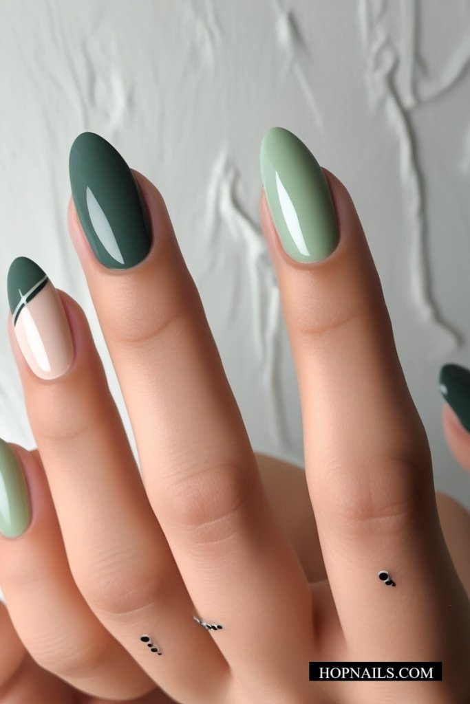 Dark & Light Sage nail