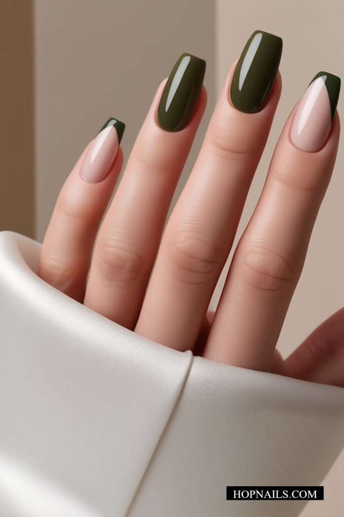 Deep Olive Green nail