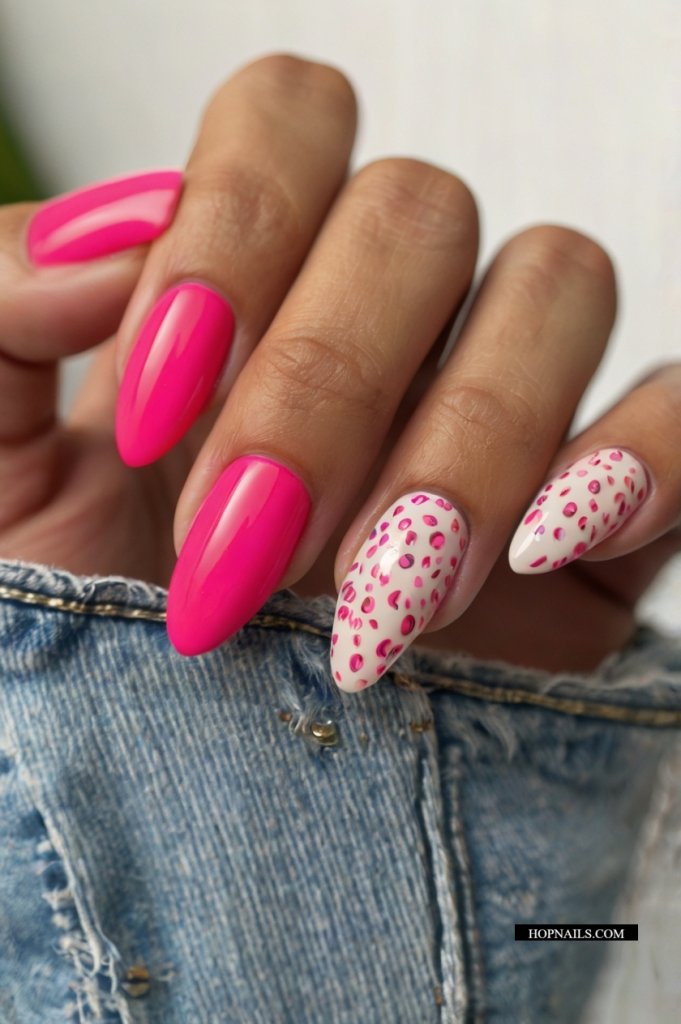 Dragon Fruit Half Moon nail