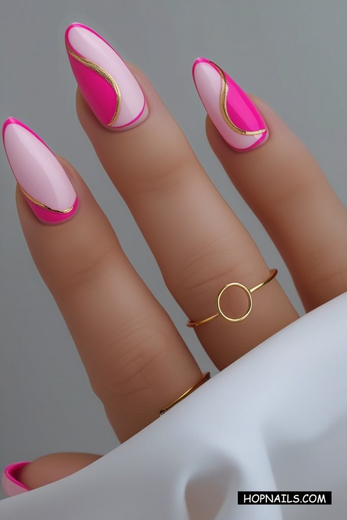 French Tip And Swirl Nails