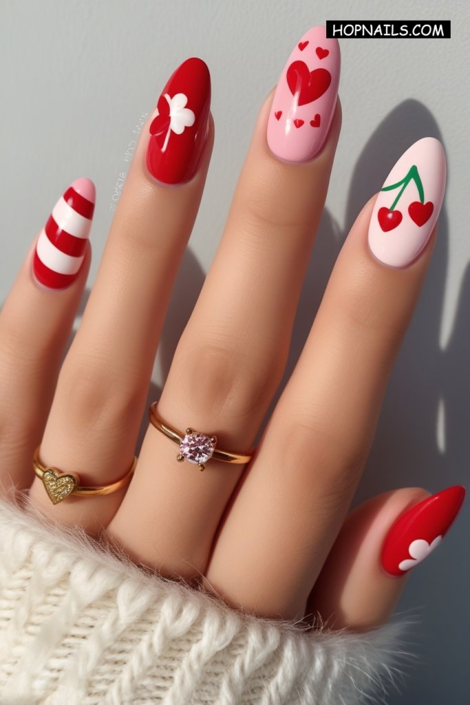 Fun Red Valentine’s Day Nails
