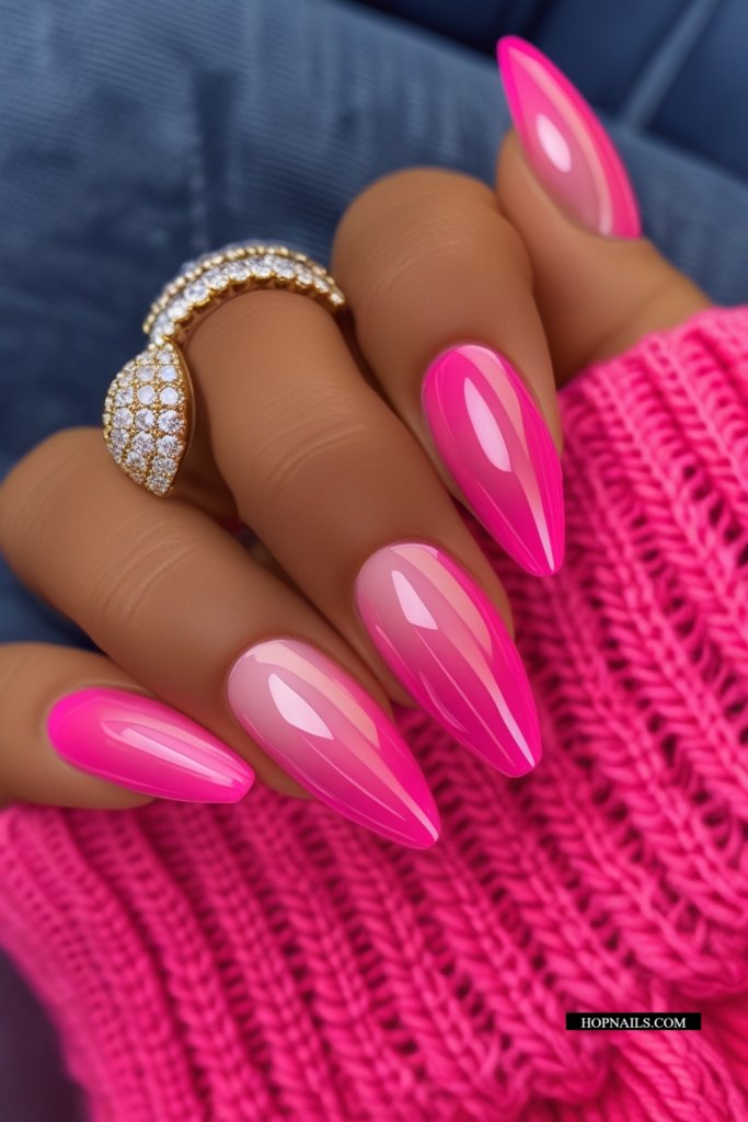 Glossy Pink Nails For 2025