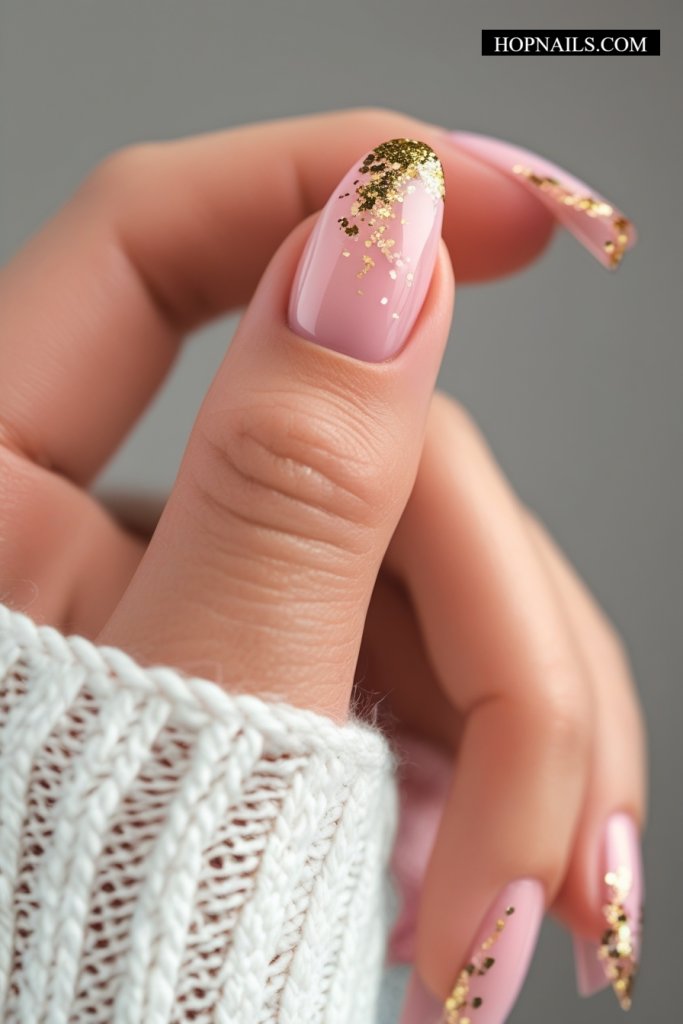 Gold Confetti nail