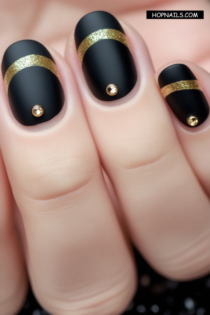 Gold Crescents nail