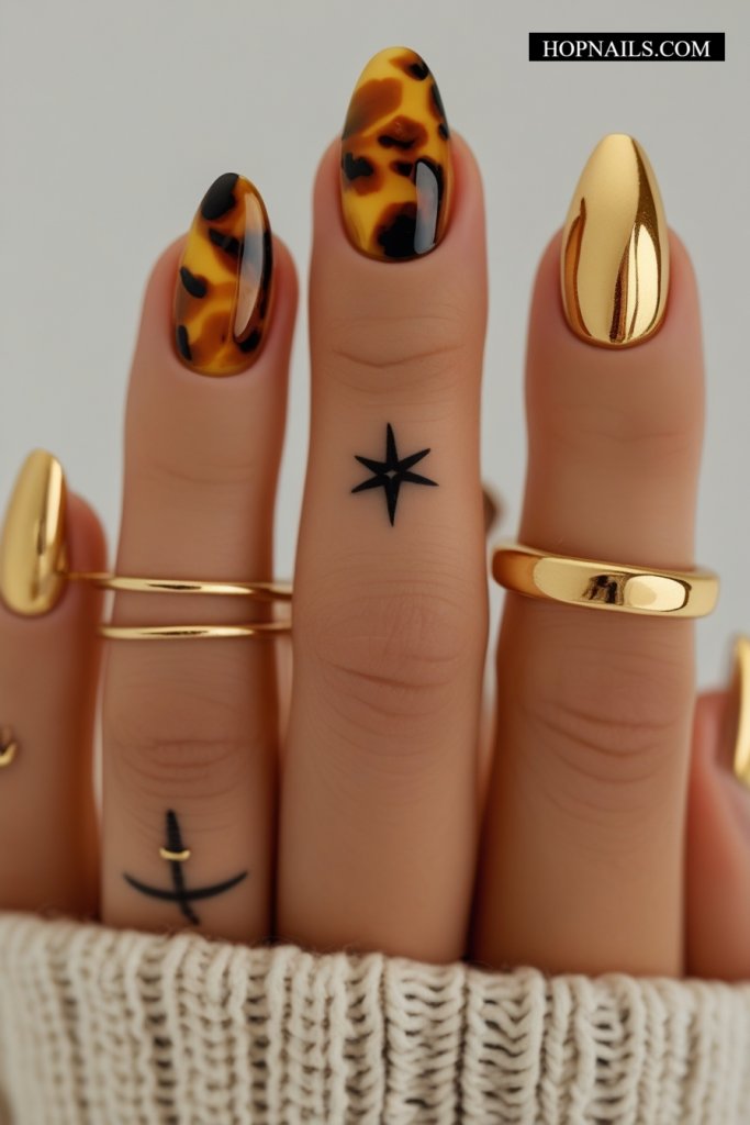 Gold With An Accent nails
