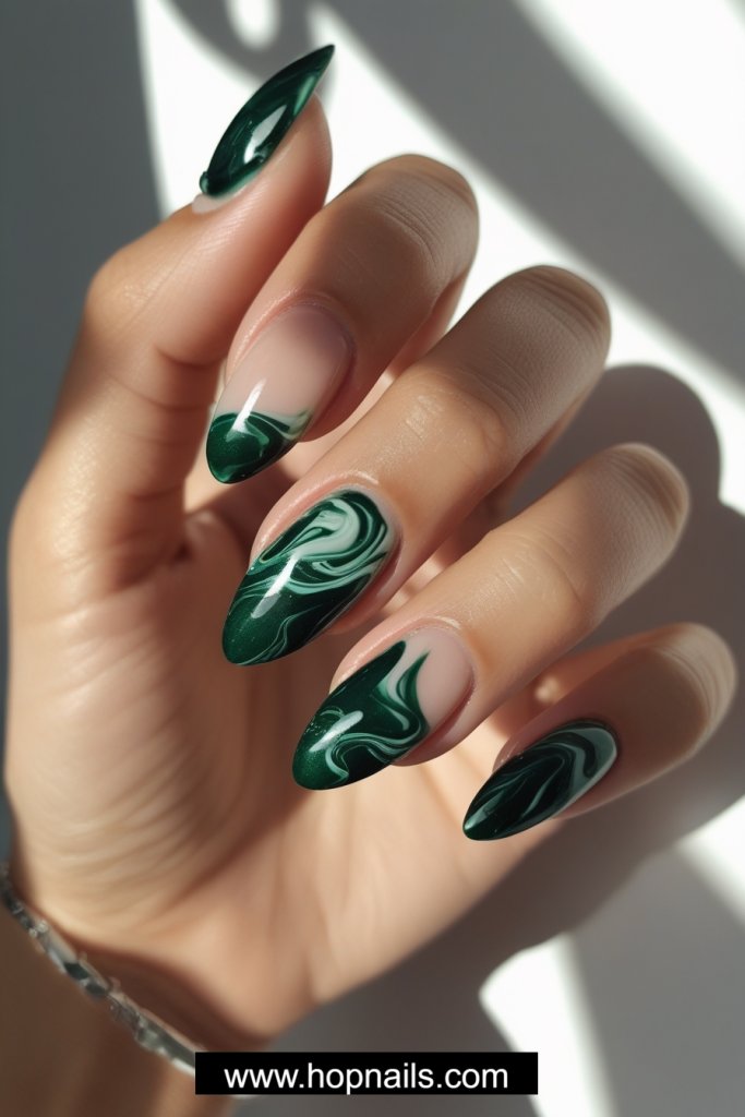 Green French Tip Nails