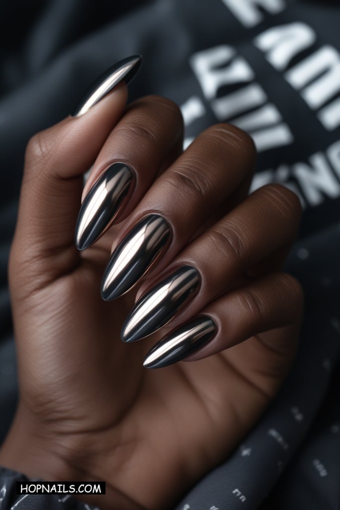 Gunmetal Chrome Nails