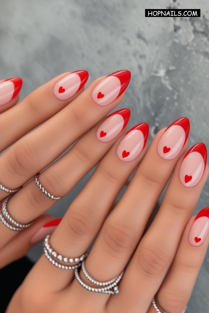 Heart Frenchies nail