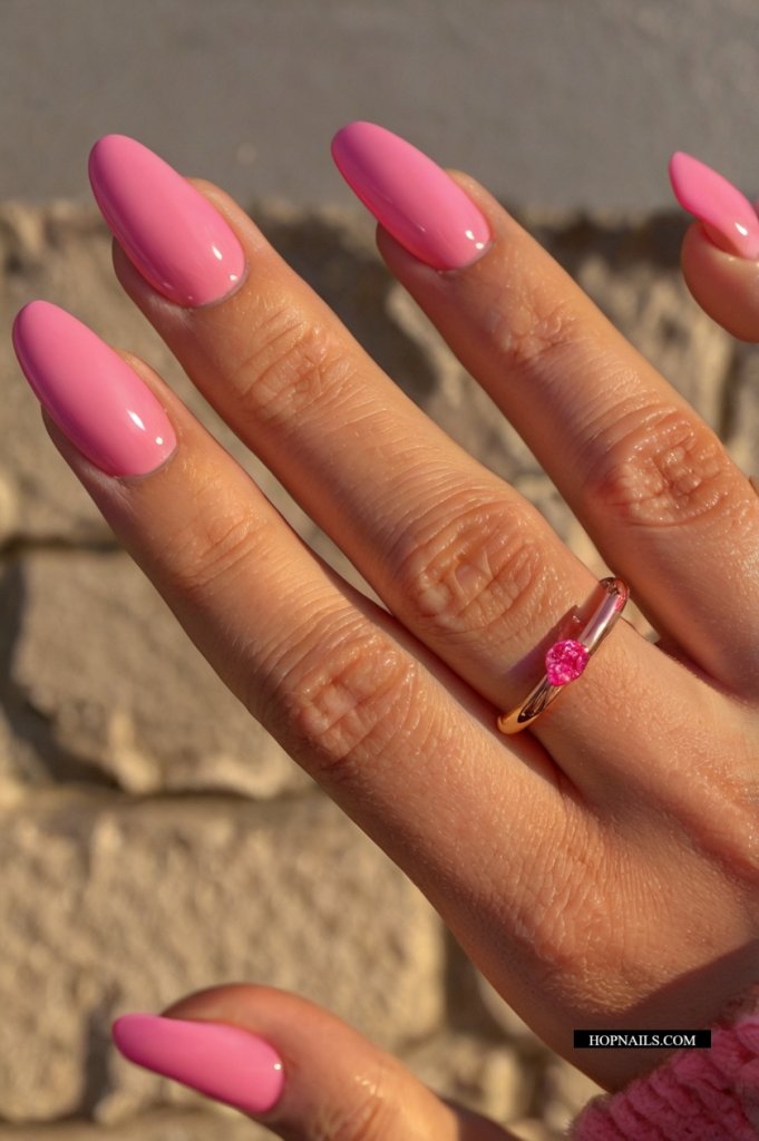 Hot Pink Glazed Donut Nails