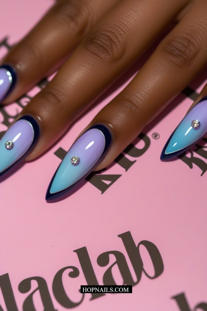 Intricate Navy Nails