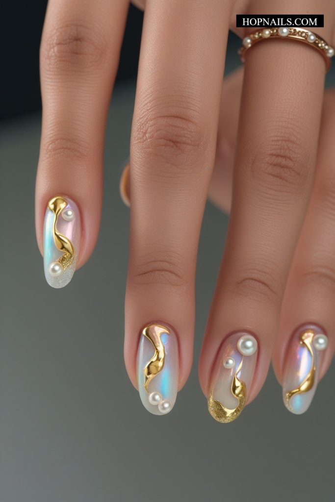 Iridescent Gold nail