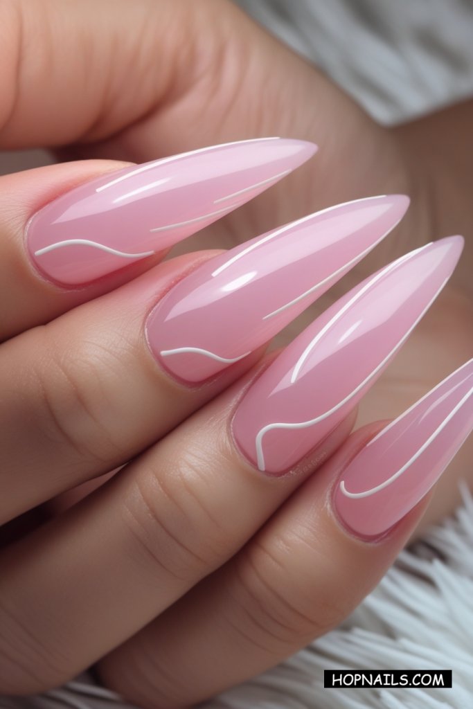 Jelly Pink Stiletto Nails
