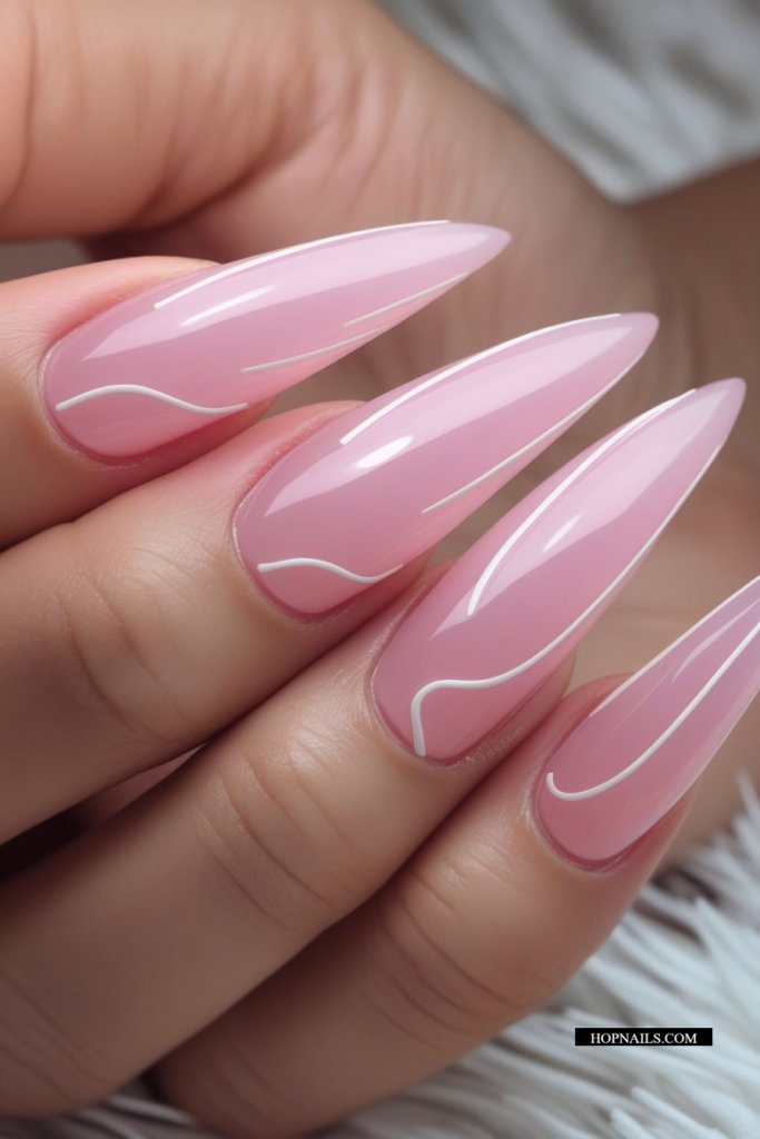 Jelly Pink Stiletto Nails