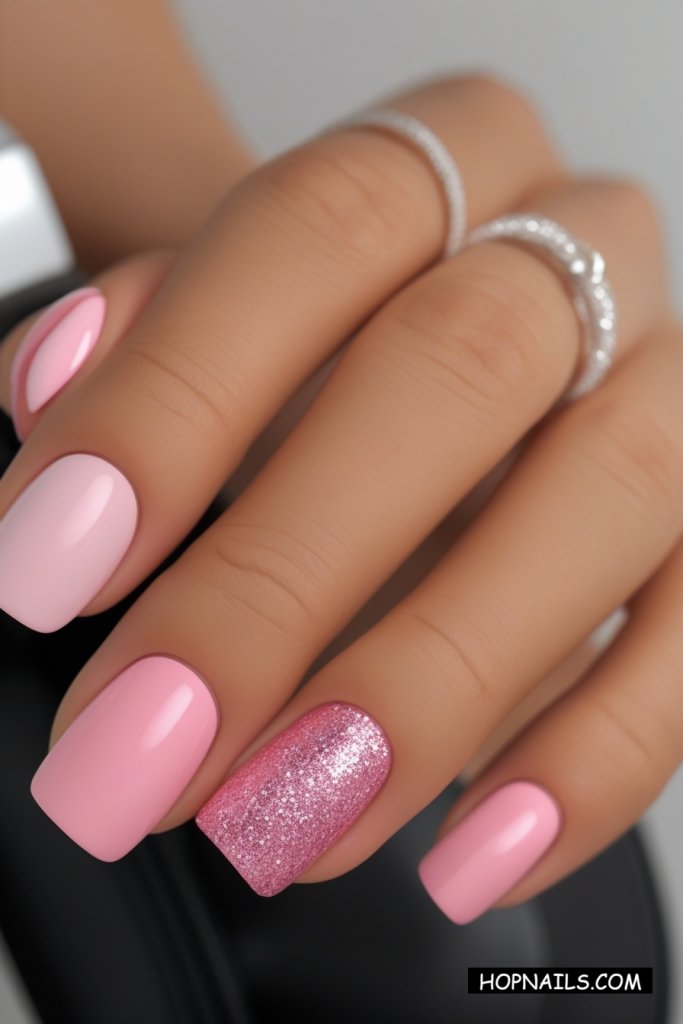 Light Pink Glitter Nails