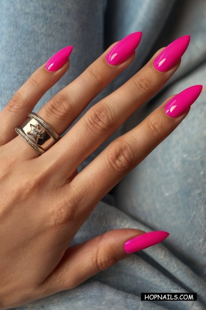 Long Hot Pink Nails