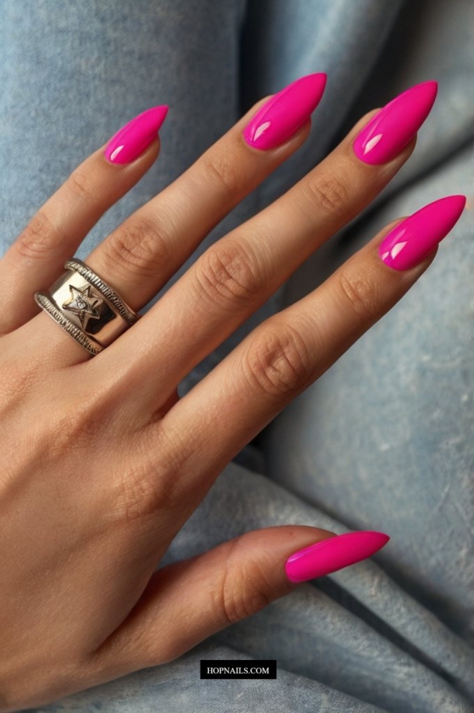 Long Hot Pink Nails