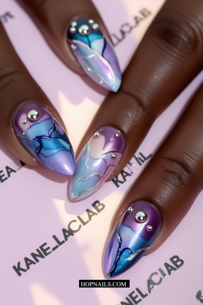 Mermaid Navy Nails