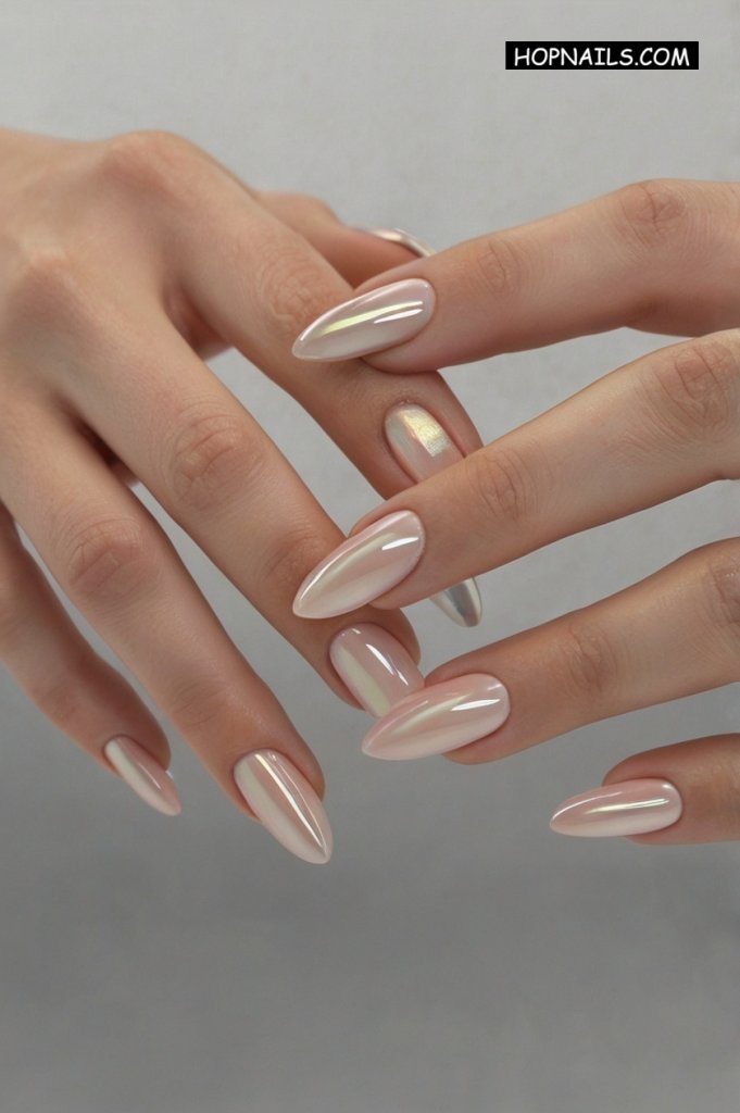 Milky White Chrome nail