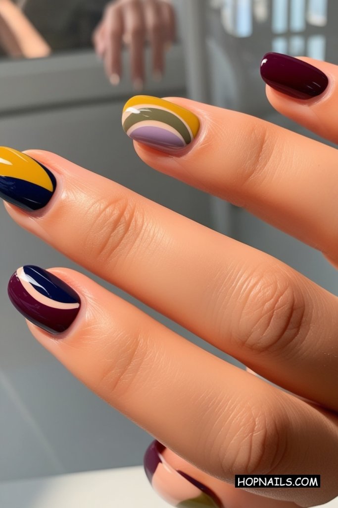 Multicolor Swirls nail