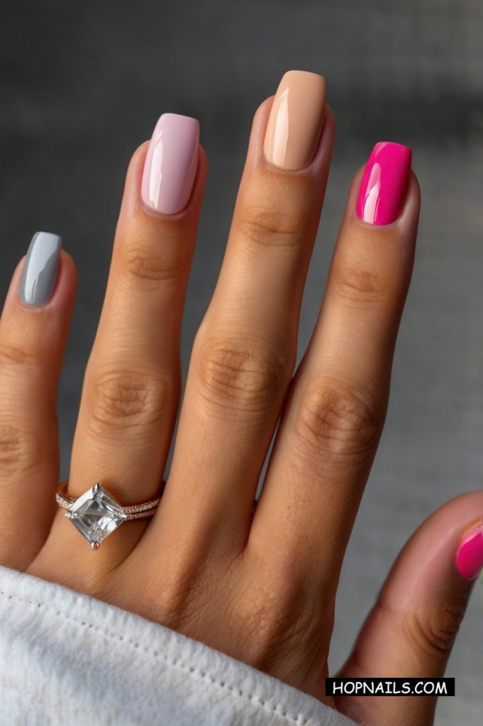 Multiple Shades Chrome Nails
