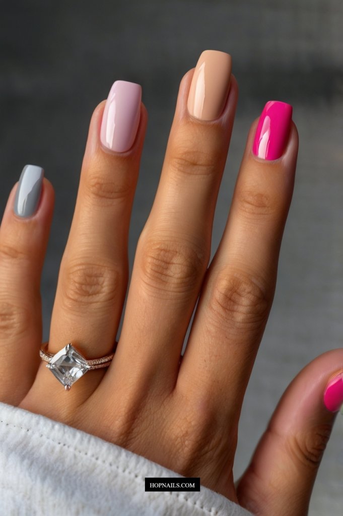 Multiple Shades Chrome Nails