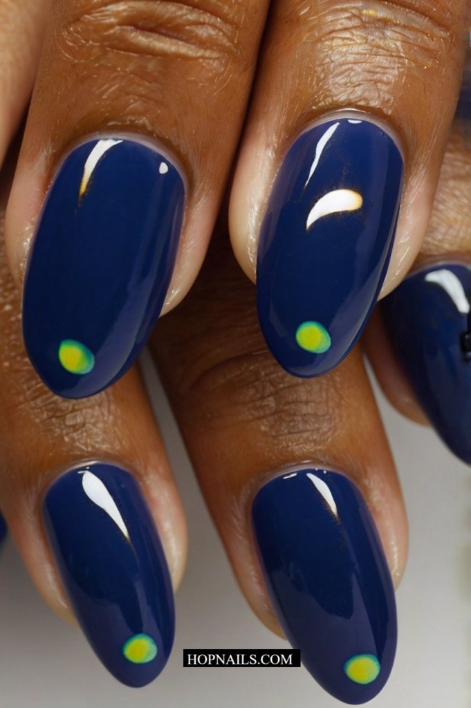 Navy and Yellow Nails