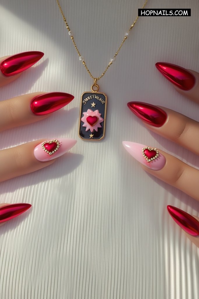 Pearls & Chrome nail