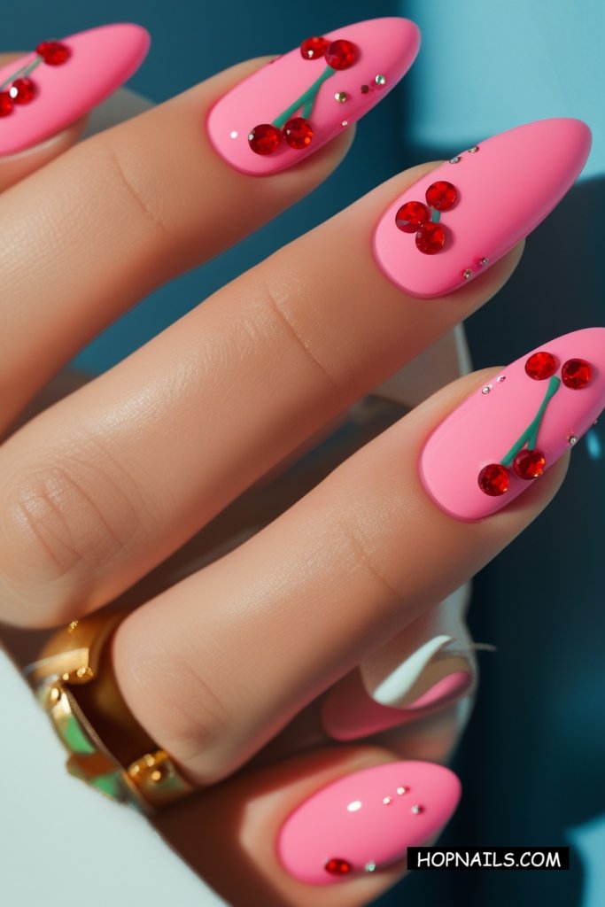 Pink Cherry Nails